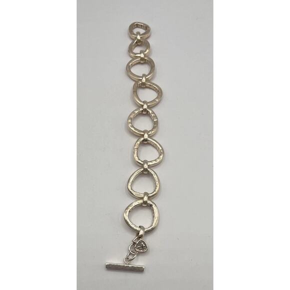 Silpada Sterling Silver 925 Hammered Toggle Link Bracelet Vintage Retired Chunky - Picture 4 of 6